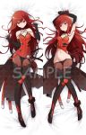  2girls armpits arms_up black_gloves black_legwear boots breasts crimson_avenger_(elsword) dakimakura dual_persona elbow_gloves elesis_(elsword) elsword full_body gloves highres long_hair mound_of_venus multicolored multicolored_eyes multiple_girls multiple_views nishino_(waero) pantyhose pantyhose_pull red_eyes redhead revision sample small_breasts thigh-highs thigh_boots undressing very_long_hair yellow_eyes 