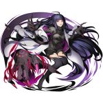  1girl absurdly_long_hair ahoge anima_(road_to_dragon) black_boots black_hair black_sweater boots divine_gate full_body long_hair nail_polish official_art pink_nails red_eyes road_to_dragons solo sweater thigh-highs thigh_boots transparent_background ucmm very_long_hair 