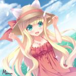  1girl blonde_hair character_request green_eyes hat long_hair maron_(1212ama) sound_voltex 