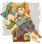 !? 1boy 1girl alternate_costume alternate_hairstyle anklet armlet blonde_hair blush braid carrying circlet crossdressinging detached_sleeves earrings feet gerudo_link hands_on_shoulders headband jewelry link looking_at_another midriff neck open_mouth panties pointy_ears ponytail princess_carry princess_zelda profile reverse_trap role_reversal see-through sei_(seiryuuden) sidelocks signature simple_background sparkle speech_bubble surprised sword the_legend_of_zelda the_legend_of_zelda:_breath_of_the_wild thick_eyebrows toned translation_request trap underwear veil weapon 