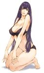  1girl bare_shoulders barefoot blue_eyes braid character_request collarbone highres kneeling makimura_shunsuke purple_hair solo 