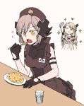  ^_^ blonde_hair closed_eyes cross eating eyepatch fixed food fried_rice glass gloves heart long_hair mahou_shoujo_ikusei_keikaku pfle shadowgale short_hair sparkle spoon torinone yellow_eyes 