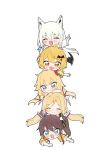  5girls absurdres ahoge akai_haato aki_rosenthal animal_ears aqua_eyes bangs bat_hair_ornament blonde_hair blush brown_hair chibi closed_eyes commentary_request detached_hair eyebrows_visible_through_hair fox_ears fox_girl fox_tail hair_ornament highres hololive long_hair multiple_girls natsuiro_matsuri neru_(flareuptf1) open_mouth orange_eyes shirakami_fubuki smile tail virtual_youtuber white_hair yozora_mel 