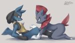  2017 furry highres lucario pokemon pokemon_(creature) weavile zinfyu 