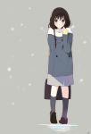  1girl bangs black_hair black_legwear black_shoes blush brown_eyes coat double-breasted enpera eyebrows_visible_through_hair full_body highres loafers long_hair looking_at_viewer original parted_lips scarf shoes signature snow solo standing tr_(kangtw123) white_scarf 