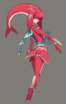  1girl anklet artist_name ass bracelet claws earrings fins from_behind highres jewelry lipstick looking_back makeup mipha monster_girl necklace sash shark_girl signature tail_fin the_legend_of_zelda the_legend_of_zelda:_breath_of_the_wild yellow_eyes zambiie zora 