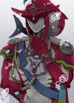  1boy fins fishman highres jewelry looking_at_viewer male_focus monster_boy muscle sidon the_legend_of_zelda the_legend_of_zelda:_breath_of_the_wild yellow_eyes 
