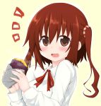  1girl blush brown_eyes brown_hair eating ebina_nana food himouto!_umaru-chan iwasi-r long_hair open_mouth saliva solo sweet_potato twintails wavy_mouth yakiimo 