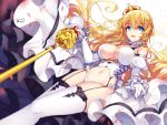  1girl bare_shoulders bison_cangshu blonde_hair blue_eyes breasts cane crown elbow_gloves garter_straps gloves large_breasts lion lion_(zhan_jian_shao_nyu) long_hair looking_at_viewer midriff mini_crown navel revision smile solo stomach thigh-highs thighs white_gloves white_legwear zhan_jian_shao_nyu 