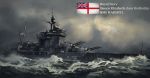  abe_yasushi_(umizoi_tibet) anchor battleship hms_warspite military military_vehicle no_humans ocean royal_navy ship smokestack turret warship watercraft waves white_ensign 