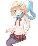  1girl agaki_anko blonde_hair chisaki_tapris_sugarbell gabriel_dropout green_eyes hair_ornament highres open_mouth scarf school_uniform short_hair violet_eyes 