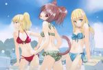  3girls animal_ears bikini catgirl cleavage swimsuit tail ueda_ryo 
