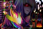  bangs blunt_bangs colorful crossover demon featherine_augustus_aurora frederica_bernkastel furude_rika glowing glowing_eyes hanyuu higurashi_no_naku_koro_ni hime_cut holding_hands horns ninomae skirt thighhighs umineko_no_naku_koro_ni ushiromiya_ange 