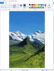  art_program_in_frame border christianyounga clear_sky clouds landscape microsoft_paint_(medium) microsoft_paint_(software) mountain no_humans original outdoors painterly road scenery sky white_border wire_fence 