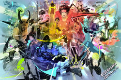  1other 6+boys 6+girls akechi_mitsuhide_(sengoku_basara) anniversary armor azai_nagamasa_(sengoku_basara) beard black_bodysuit black_hair blonde_hair bodysuit braid chousokabe_motochika_(sengoku_basara) clenched_teeth copyright_name date_masamune_(sengoku_basara) eye_mask facial_hair fingerless_gloves frown full_beard fuuma_kotarou_(sengoku_basara) gloves grey_hair grin hair_bun helmet highres honganji_kennyo_(sengoku_basara) houjou_ujimasa_(sengoku_basara) imagawa_yoshimoto_(sengoku_basara) ishida_mitsunari_(sengoku_basara) itsuki_(sengoku_basara) jacket japanese_armor kabuto_(helmet) kasuga_(sengoku_basara) katakura_kojuurou_(sengoku_basara) kobayakawa_hideaki_(sengoku_basara) kuroda_kanbei_(sengoku_basara) long_hair looking_ahead looking_at_viewer looking_to_the_side low_ponytail maeda_keiji_(sengoku_basara) maeda_toshiie_(sengoku_basara) male_focus matsu_(sengoku_basara) matsunaga_hisahide_(sengoku_basara) medium_hair miyamoto_musashi_(sengoku_basara) mogami_yoshiaki_(sengoku_basara) mori_ranmaru_(sengoku_basara) mouri_motonari_(sengoku_basara) multiple_boys multiple_girls no_shirt nouhime_(sengoku_basara) oda_nobunaga_(sengoku_basara) oichi_(sengoku_basara) ootani_yoshitsugu_(sengoku_basara) ootomo_sourin_(sengoku_basara) open_mouth orange_hair ponytail purple_mask red_jacket saika_magoichi_(sengoku_basara) sanada_yukimura_(sengoku_basara) sarutobi_sasuke_(sengoku_basara) sengoku_basara shimazu_yoshihiro_(sengoku_basara) short_hair short_hair_with_long_locks shouting smile tachibana_muneshige_(sengoku_basara) takeda_shingen_(sengoku_basara) takenaka_hanbee_(sengoku_basara) teeth tokugawa_ieyasu_(sengoku_basara) topknot toyotomi_hideyoshi_(sengoku_basara) tsuchibayashi_makoto tsuruhime_(sengoku_basara) twin_braids uesugi_kenshin_(sengoku_basara) waving white_hair yumekichi zabii_(sengoku_basara) 