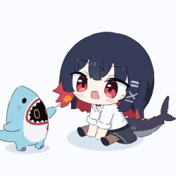 &gt;_&lt; 1girl animated_gif ellen_joe shark_girl shark_tail sharkboo_(zenless_zone_zero) short_hair zenless_zone_zero