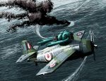  airplane destroyer grumman_martlet hatsune_miku historical_event military royal_navy rxjx ship smoke world_war_ii 