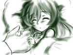  artist_request closed_eyes highres long_hair monochrome pillow rozen_maiden size_difference sleeping suiseiseki 