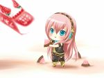  apollo aqua_eyes blue_eyes blush boots candy chibi chocolate headphones megurine_luka open_mouth pink_hair sad strawberry thighhighs vocaloid 