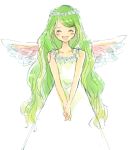  blue_daisy dress green_hair long_hair original sundress wings 