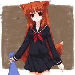  animal_ears fox_ears hana_(ukagaka) kt2 long_hair original red_eyes red_hair redhead school_uniform suke_(ukagaka) tail ukagaka 