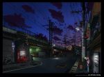  clouds night piumu scenery street town 