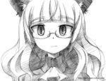  glasses gofu long_hair monochrome perrine_h_clostermann sketch solo strike_witches traditional_media 