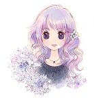  flower jewelry lowres original pendant purple_eyes purple_hair smile violet_eyes 