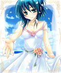  blue_hair da_capo dress kagetsu_kei mizukoshi_mako petals short_hair solo 