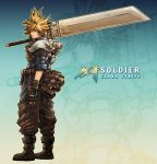  armor blonde_hair blue_eyes boots bryce_kho buster_sword character_name cloud_strife final_fantasy final_fantasy_tactics final_fantasy_tactics_advance final_fantasy_vii fingerless_gloves gloves green_eyes huge_sword huge_weapon mako_eyes male parody solo style_parody sword weapon zoom_layer 