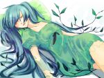  bad_id closed_eyes dress hatsune_miku leaf leaves sleeping tonoshiro twintails vocaloid 