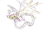  :d alternate_hair_color bat_wings blonde_hair fingernails foreshortening h-new hat long_fingernails open_mouth outstretched_arms outstretched_hand production_art remilia_scarlet short_hair sketch smile spread_arms touhou wings 
