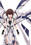  chains fingerless_gloves gloves highres mahou_shoujo_lyrical_nanoha raid_slash takamachi_nanoha torn_clothes wings 