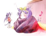  barefoot blanket casual cat_ears cat_tail hiiragi_kagami hiiragi_tsukasa jiei_son lucky_star purple_hair tail 