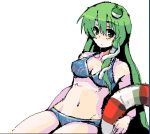  bikini green_eyes green_hair kirusu kochiya_sanae long_hair lowres swimsuit touhou 
