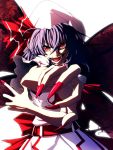  claws face fingernails fumei hat imizu_(nitro_unknown) long_fingernails nail_polish open_mouth pose purple_hair red_eyes remilia_scarlet ribbon sharp_nails smile touhou wings 