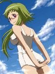  asu_no_yoichi awa glasses green_hair ikaruga_chihaya lowres oekaki one-piece_swimsuit school_swimsuit swimsuit 