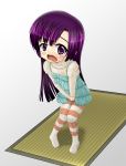  gotta_pee kuhouin_murasaki kurenai long_hair nikka_(pixiv5589) purple_eyes purple_hair sakurai_(waruten) socks striped tears 