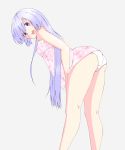  1girl :o barefoot blue_hair highres leaning_forward nukota original panties underwear violet_eyes white_panties 