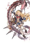  blonde_hair cagliostro_(granblue_fantasy) granblue_fantasy headband minaba_hideo official_art petals school_uniform test_tube thigh-highs zettai_ryouiki 