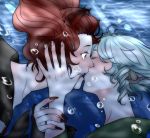  2girls animal_ears imaizumi_kagerou kiss mermaid monster_girl multiple_girls touhou underwater wakasagihime werewolf wolf_ears yuri 