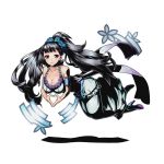  1girl blue_nails boots breasts choker cleavage collarbone divine_gate dress floating_hair full_body grey_hair hair_ornament heart heart_hands high_heels large_breasts long_hair nail_polish official_art purple_boots solo transparent_background ucmm very_long_hair violet_eyes 