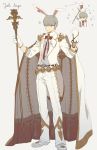  1boy cape cosplay formal full_body grey_eyes grey_hair looking_at_viewer male_focus manakannn narukami_yuu persona persona_4 sage_(granblue_fantasy) short_hair smile suit 