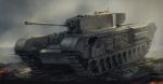  abe_yasushi_(umizoi_tibet) caterpillar_tracks churchill_(tank) ground_vehicle military military_vehicle motor_vehicle no_humans tank turret world_war_ii 