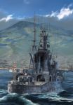  abe_yasushi_(umizoi_tibet) aoba_(cruiser) military military_vehicle ocean rising_sun ship smokestack sunburst turret warship watercraft 