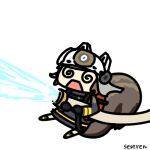  1girl @_@ animated_gif arknights hose open_mouth seseren shaw_(arknights) squirrel_tail 
