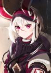  1girl animal_ears armor highres looking_at_viewer miruto_netsuki original rabbit_ears solo violet_eyes white_hair 