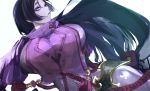 1girl breasts fate/grand_order fate_(series) highres huge_breasts long_hair looking_at_viewer minamoto_no_raikou_(fate/grand_order) purple_hair simple_background solo very_long_hair violet_eyes 