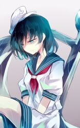  1girl anchor aqua_eyes black_hair kutsuki_kai murasa_minamitsu solo touhou wet 