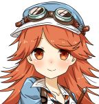  1girl brown_eyes brown_hair goggles goggles_on_headwear granblue_fantasy hat highres long_hair looking_at_viewer mary_(granblue_fantasy) orange_eyes orange_hair shika_tsui smile solo 